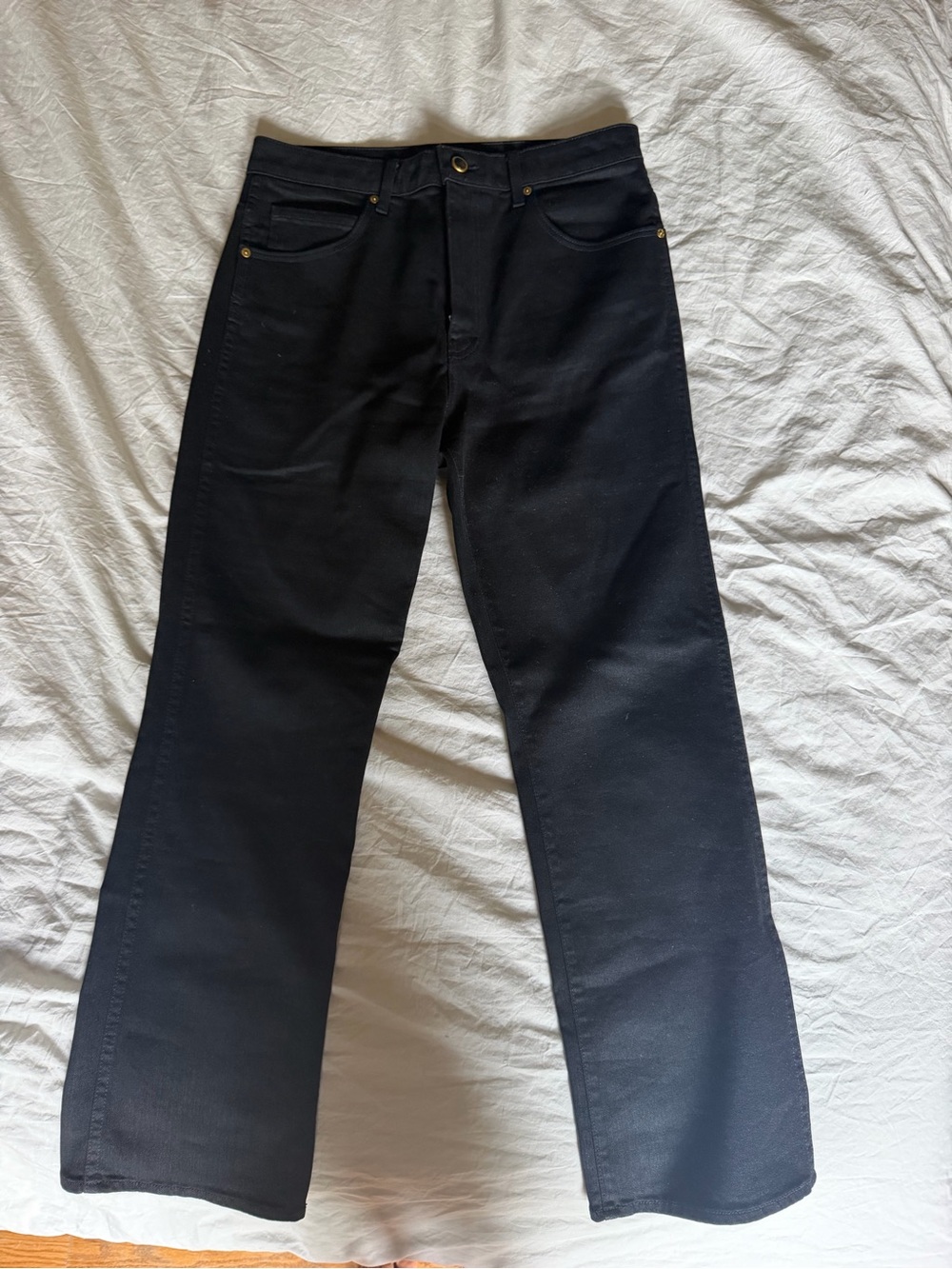 Khaite Vivian jeans black, high rise, straight leg, black button detail